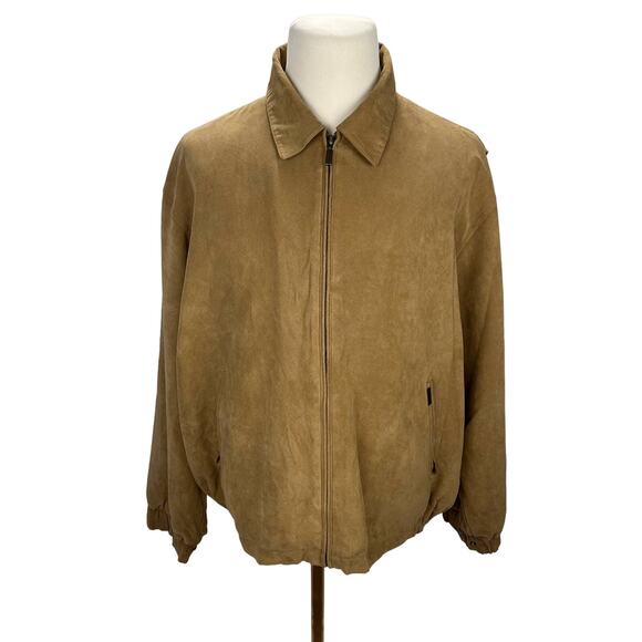 VTG WEATHERPROOF | Tan 90s Faux Suede Collard Bomber Jacket | Men's - Picture 1 of 14